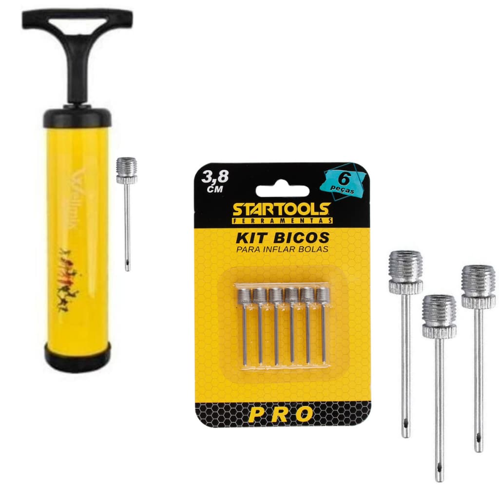 Bomba De Ar Para Encher Bolas Com 7 Bicos Em Inox Colors