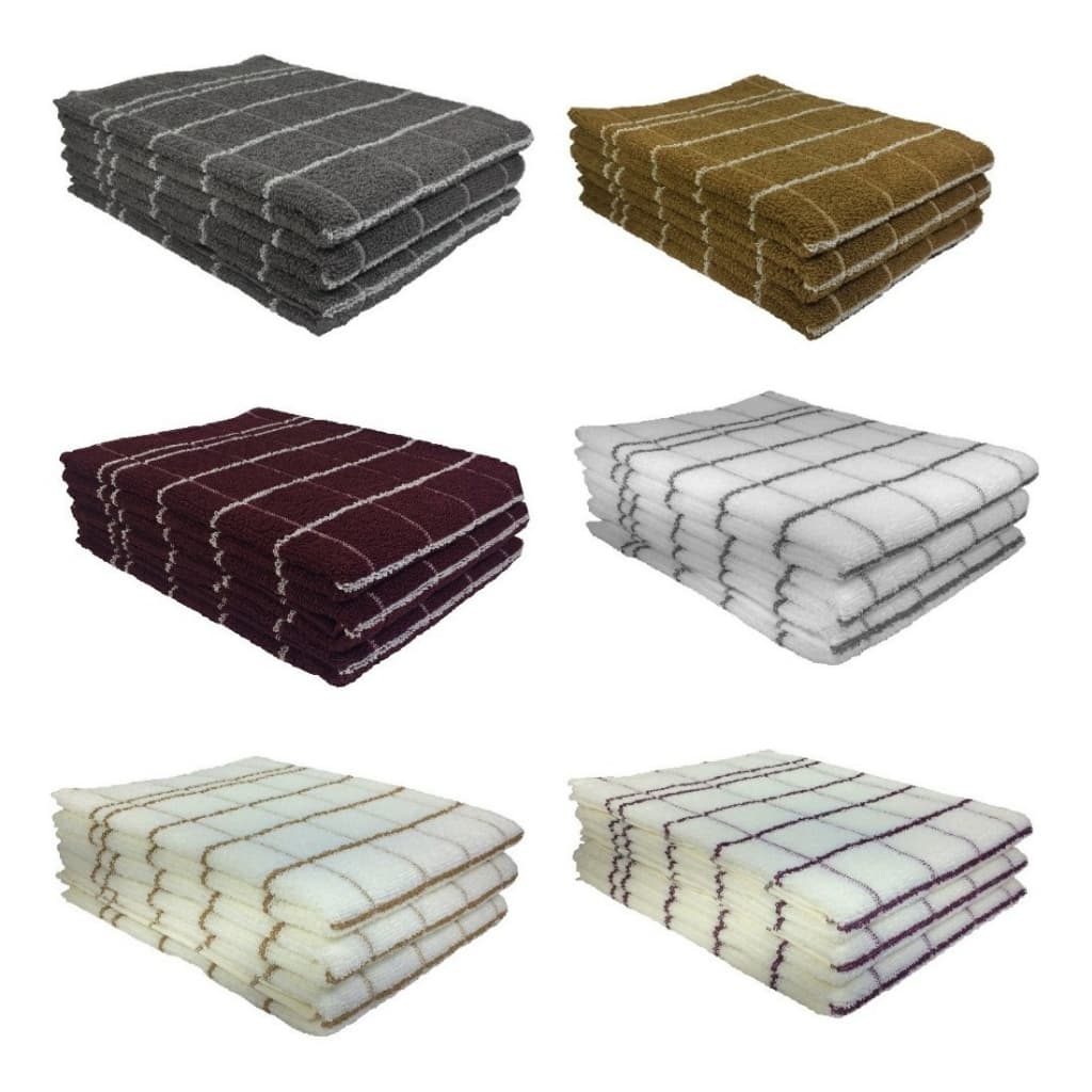 Kit 12 Panos de Prato Copa Chef Premium Atoalhado 100% Algodão Modelo Listrado