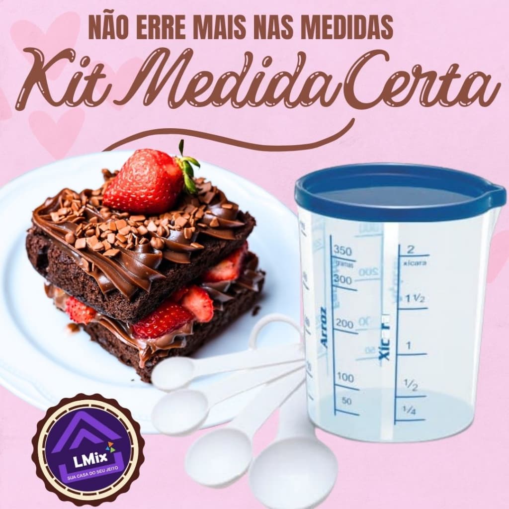 KIT Conjunto Medidores Multiuso Copo + Colheres Medidoras Chá
