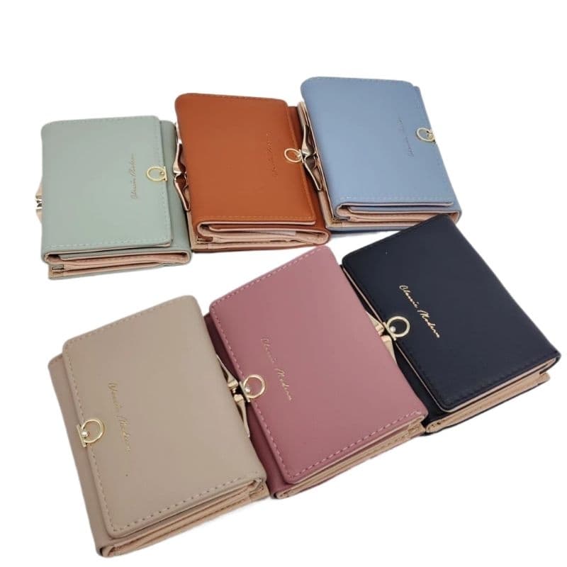 Carteira Dupla 4 em 1 Feminina Couro Sintético Porta Cartões, Notas, Identidades, Moedas 6952