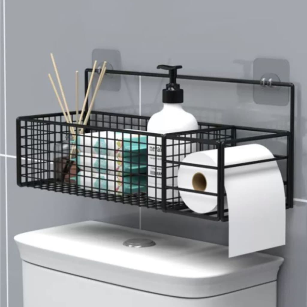 Prateleira para Banheiro Organizadora com Suporte de Papel e Cosméticos