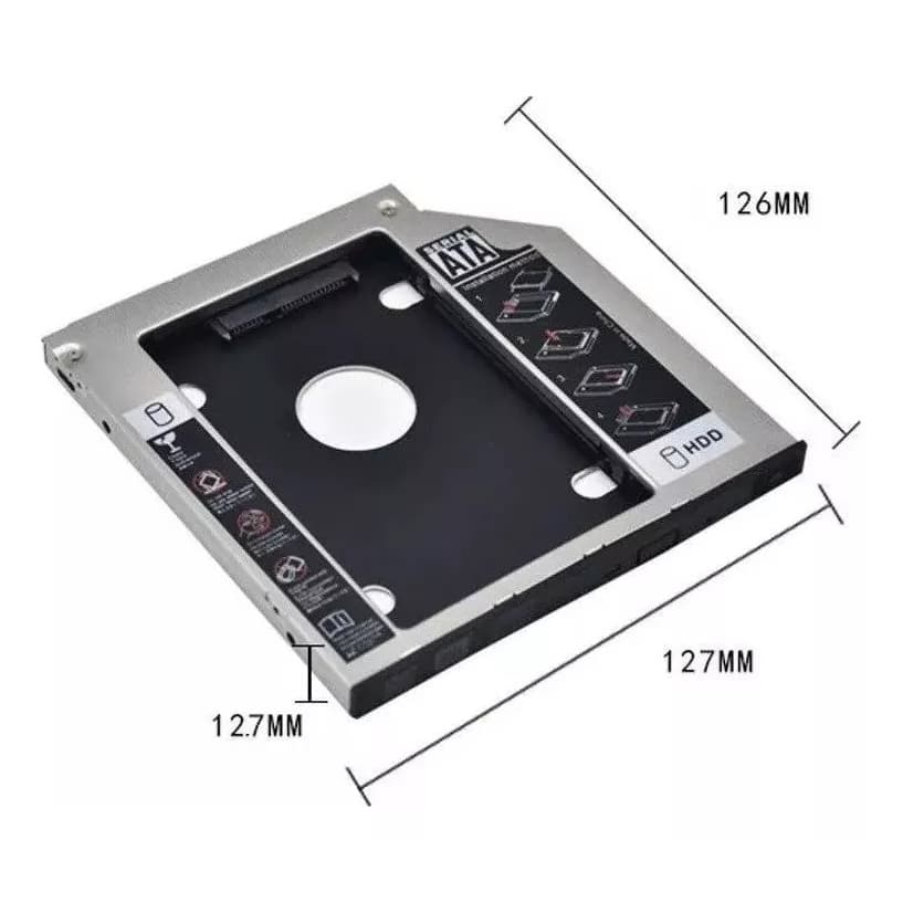 Case Caddy Gaveta Suporte Hd Notebook Gravador De Dvd 12,7mm