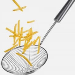 Escumadeira Aramada Resistente Fritura Inox 34,5CM De Comprimento Batata Pastel Resistente Multiuso Universal