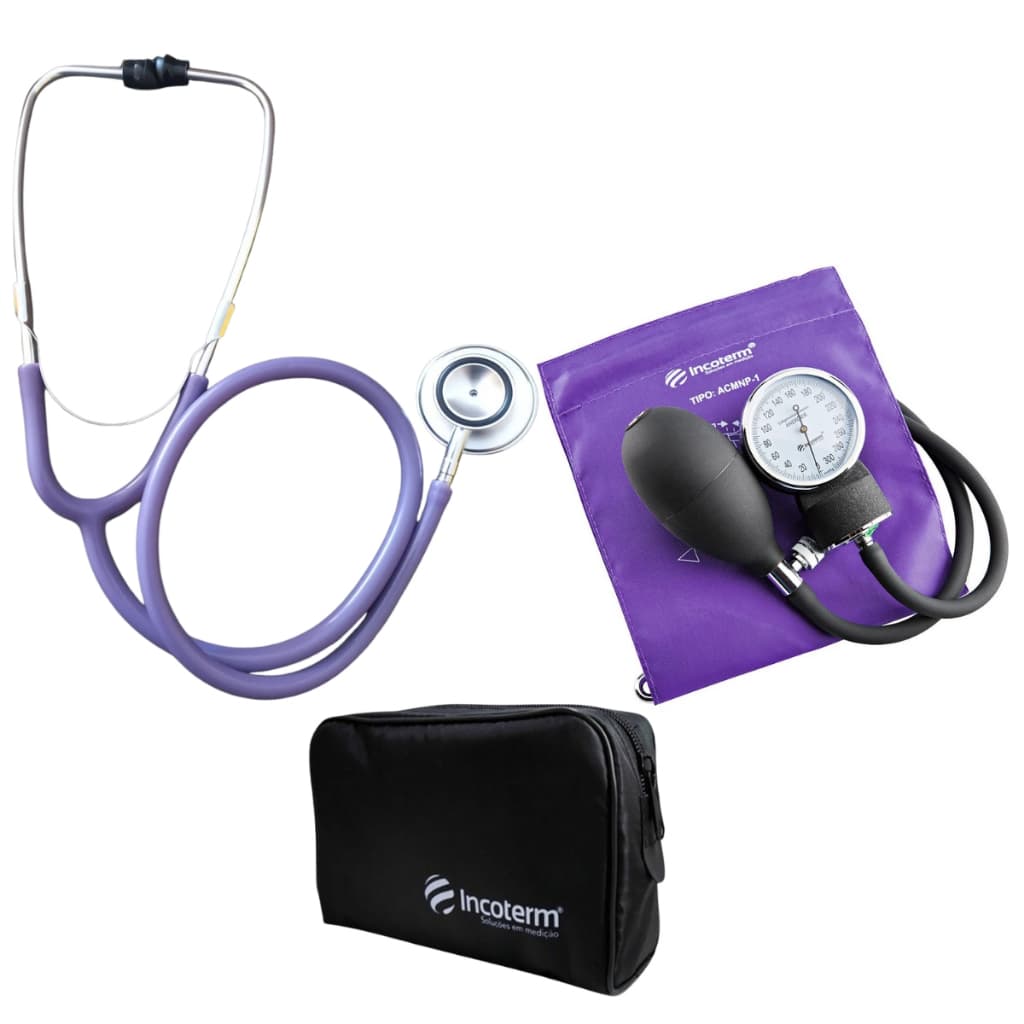 ESTETOSCÓPIO CLÍNICO DUPLO E ESFIGMO ANERÓIDE C100 LILÁS