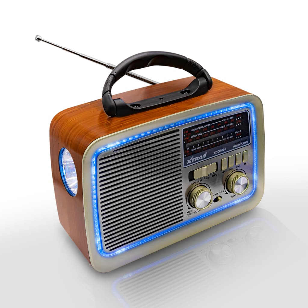 Rário Retro Vintage Multimídia Com Bluetooth Lanterna Antena Fm Am