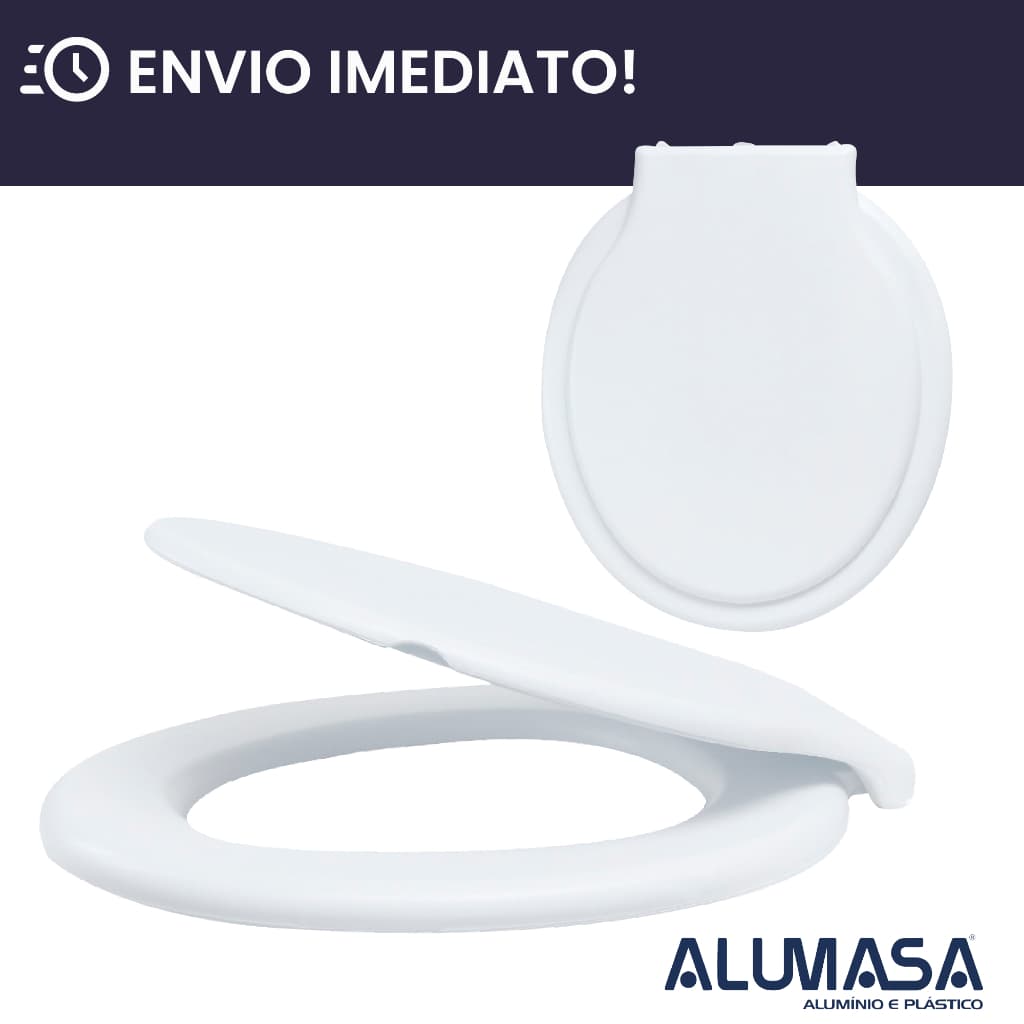 Assento Sanitário Branco Confortável Oval Tampa de Vaso Universal (compatível com todas as marcas de vaso) Alumasa