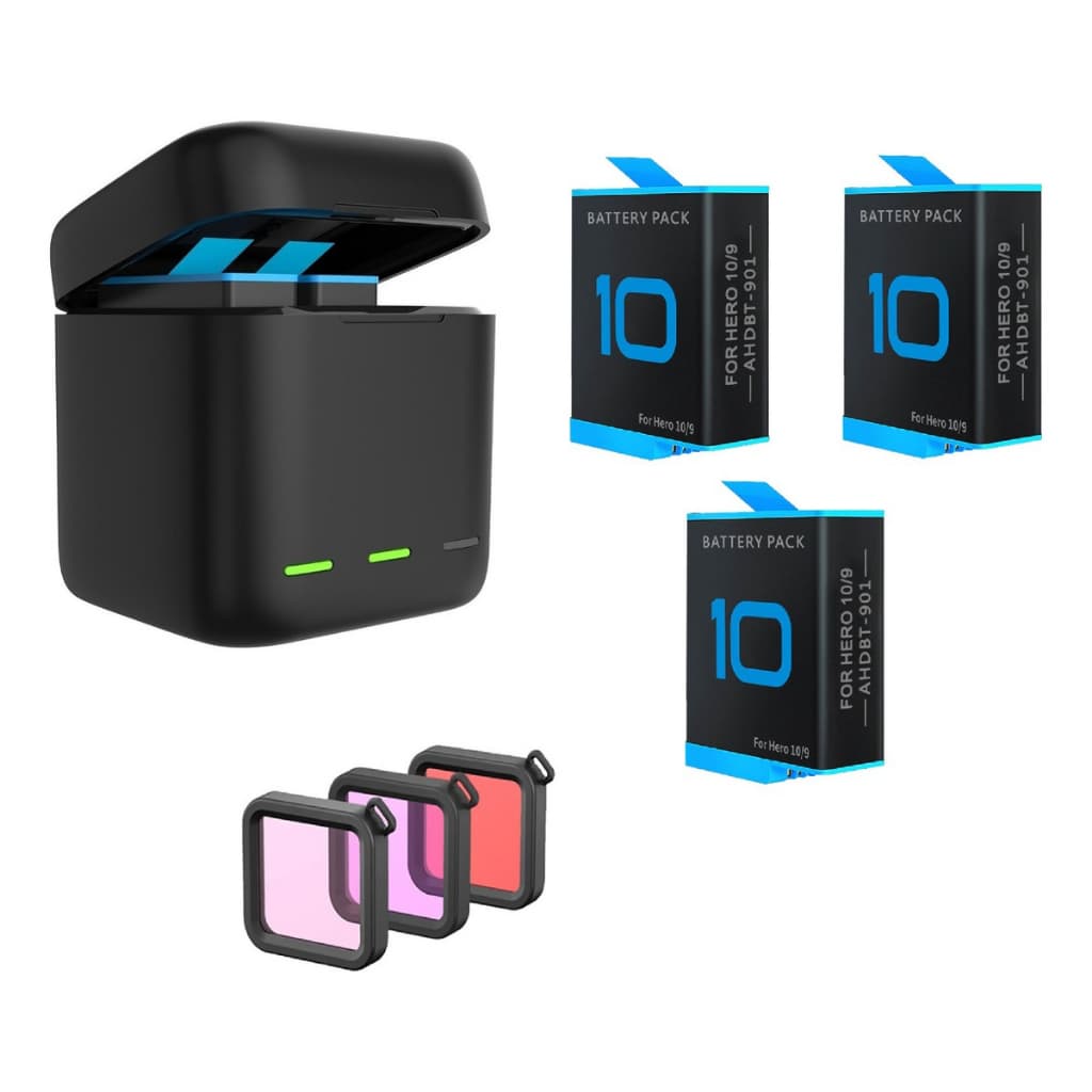 Kit Hongdak Carregador Triplo + Baterias Gopro Hero 9/10/11 Garantia 1 Ano