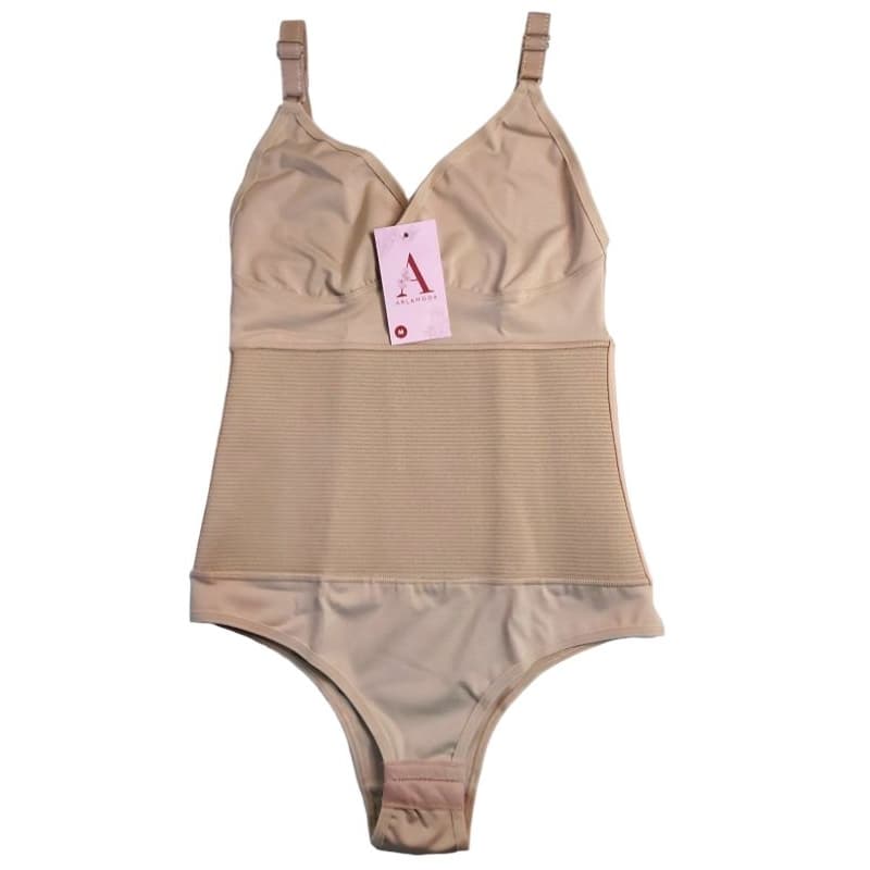 Body Modelador de Alta Compressão Suplex Alça Reforçada / Body Cinta Redutor de medidas com Faixa elástica e Sem Bojo