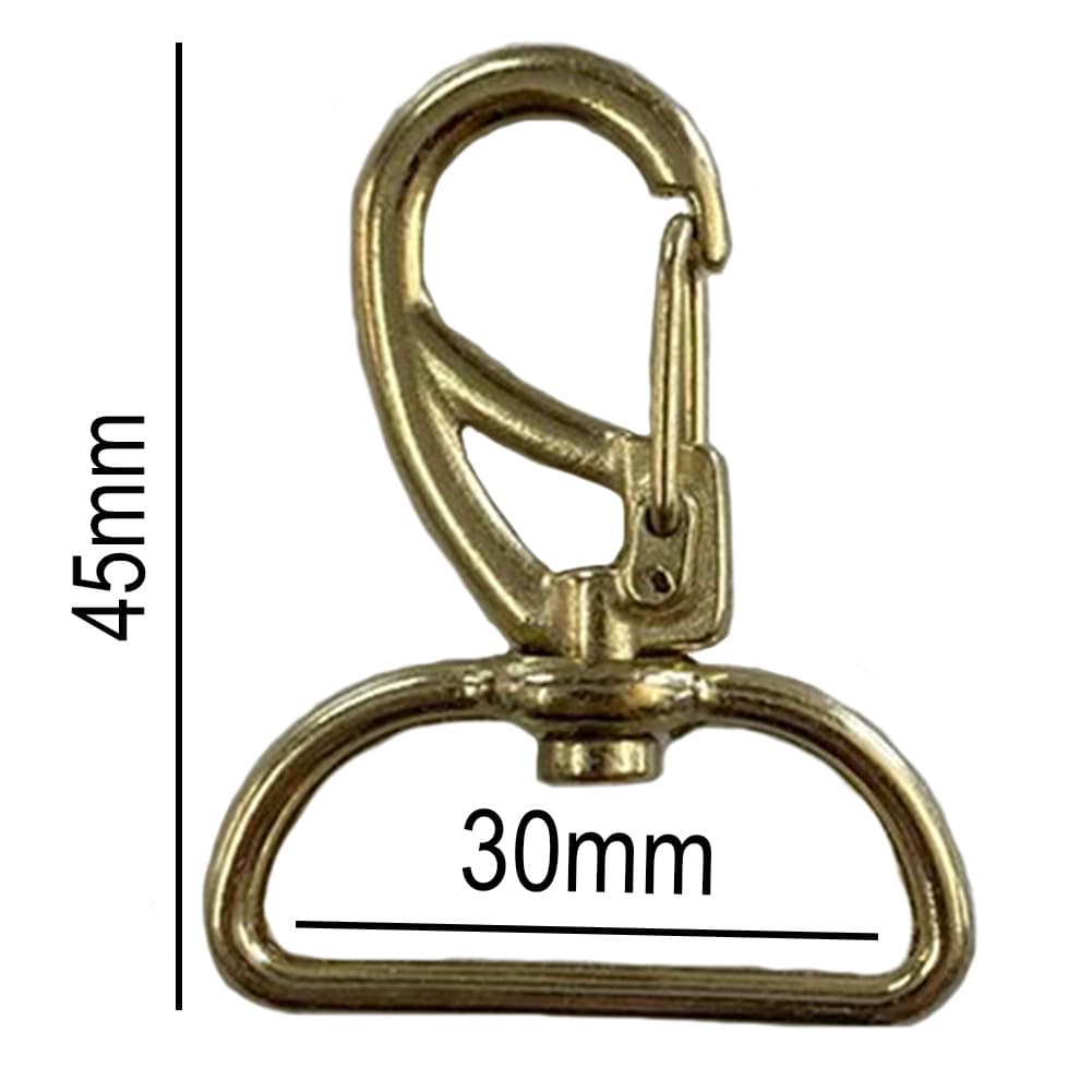 10un Mosquetão 30mm Dourado Fecho Gancho Bolsas Mochila Alça