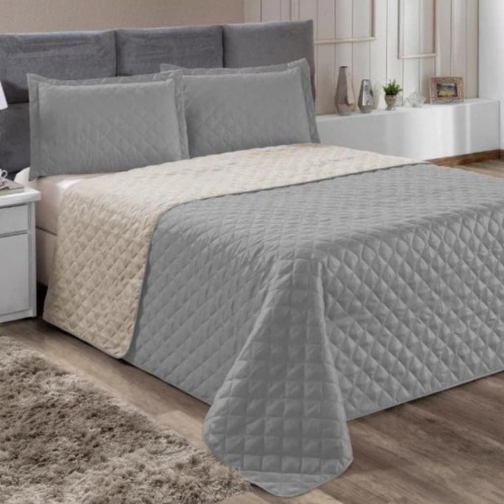 kit Colcha Cobre Leito Casal Queen 2,40x2,60 Dupla Face