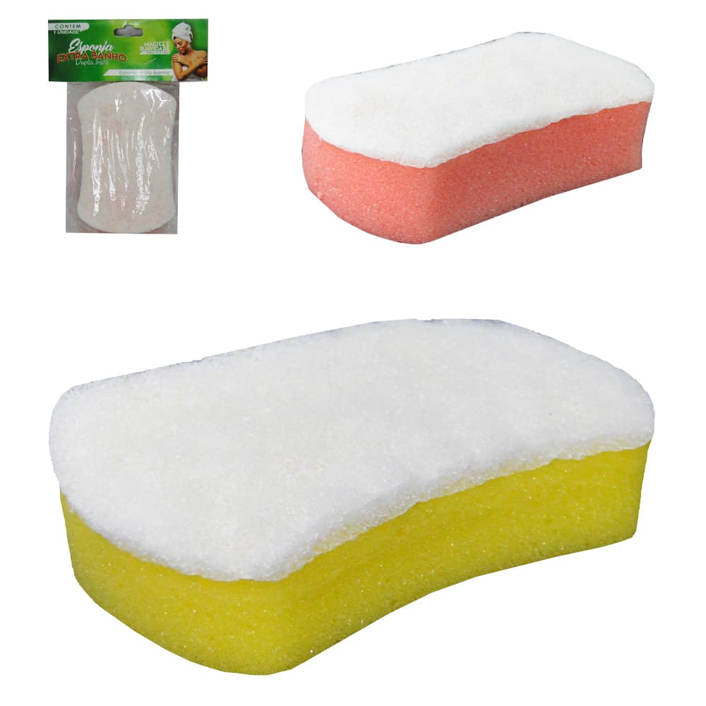 Kit c/2 Esponjas/Bucha de espuma para Banho Macias Dupla Face Colors.