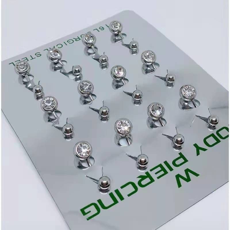 Piercing De Umbigo Em Aço Cirúrgico Cartela Com 12 Unidades