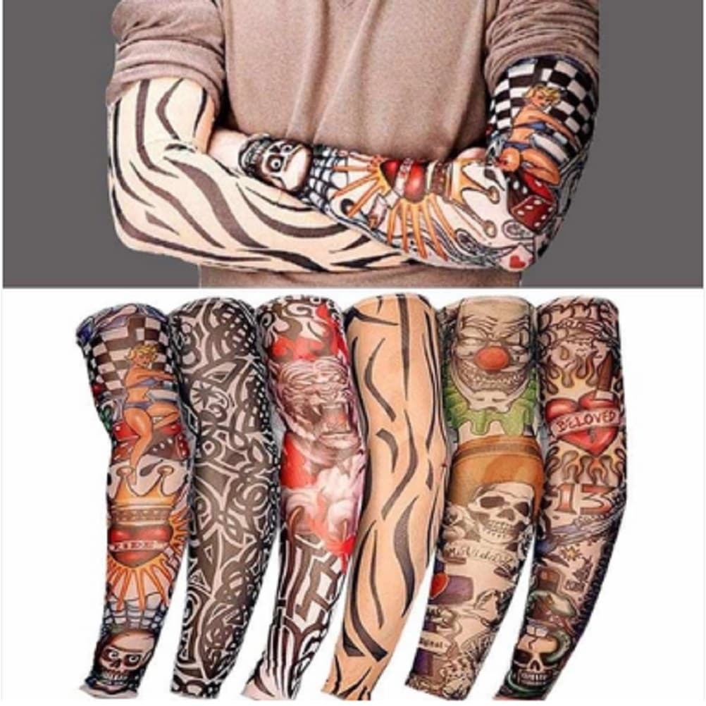 4 Manguitos Protetor de Braço Tatuagem Fake Falsa de Tecido Top Tattoo Arm