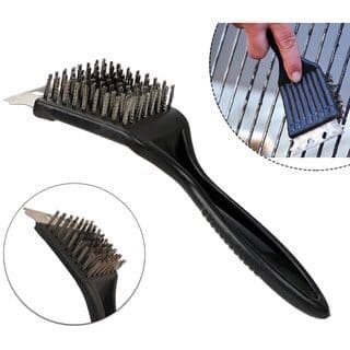 Escova Limpa Grelha 21cm Original Line Com Raspador Para Churrasqueira Chapa 2 em 1