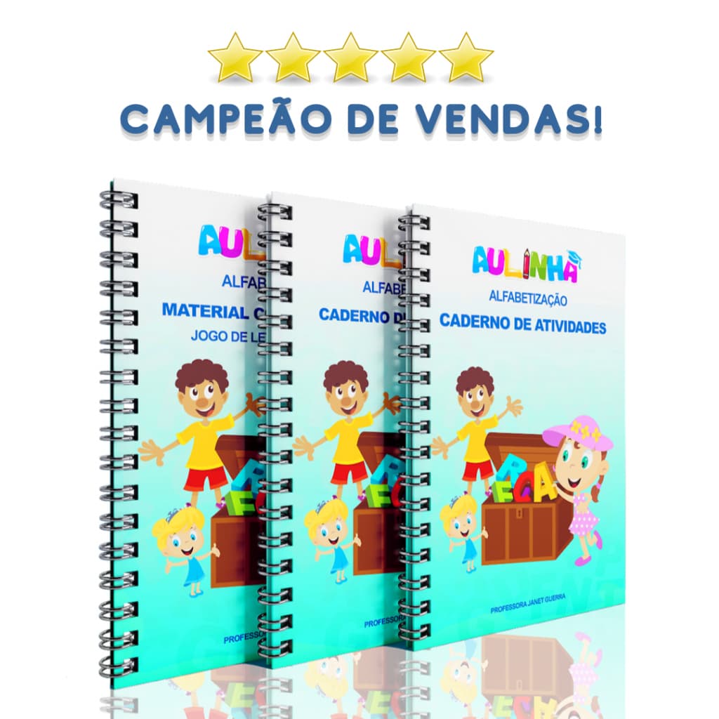 Kit Atividades para Alfabetização em Casa Completo - 3 Apostilas +200 atividades
