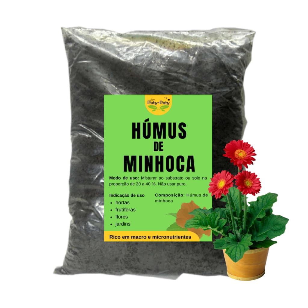 Húmus de Minhoca P/ Plantas em Vasos e Jardins Canteiros Hortas