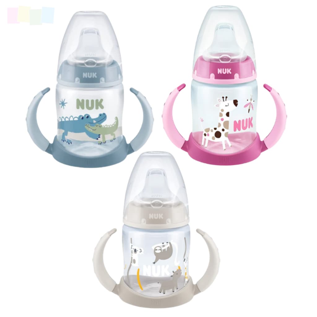 Copo de Treinamento Nuk First Choice Controle de Temperatura Antivazamento Bebedor em Silicone 150 ml Rosa/Azul