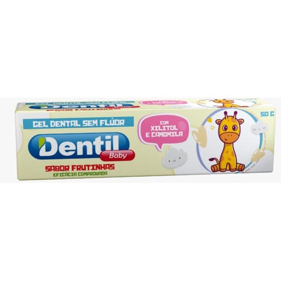Creme Dental Dentil BABY Sem Flúor  Com Xilitol e Camomila  Sabor Frutinhas 50G
