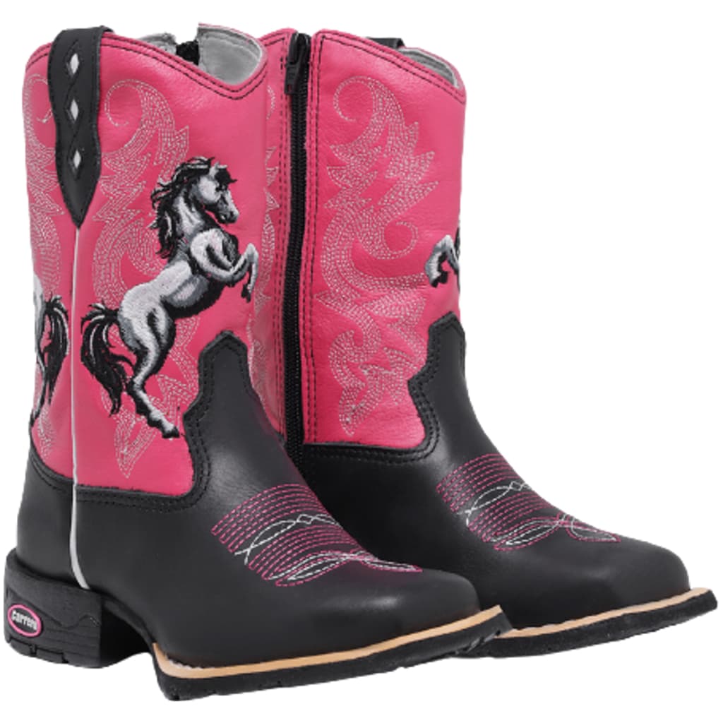 Bota Texana em Couro Moda County para Meninas Bico Quadrado