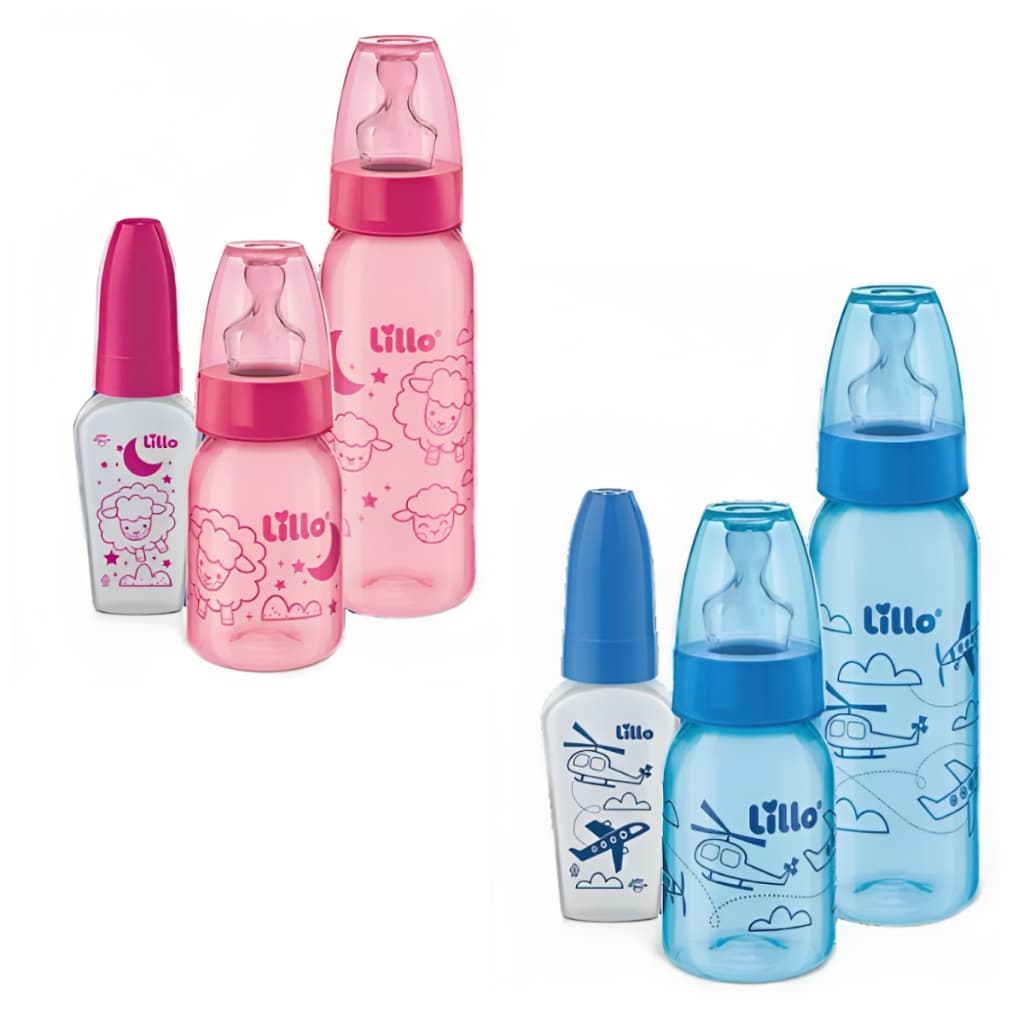 Kit Mamadeiras Evolução Divertida Lillo Ortodônticas com Chuquinha 50/120/240ml Antivazamento