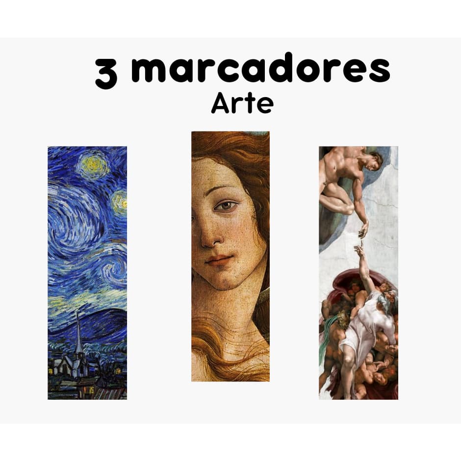3 marcadores de página plastificado Arte com ou sem tassel