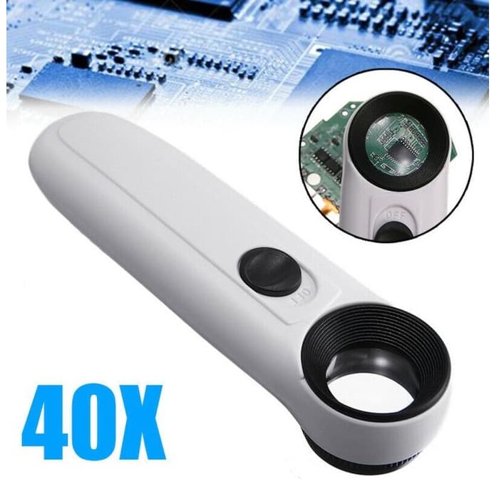 Lupa De Mão Portátil Com 2 Leds E Zoom De Aumenta 40x