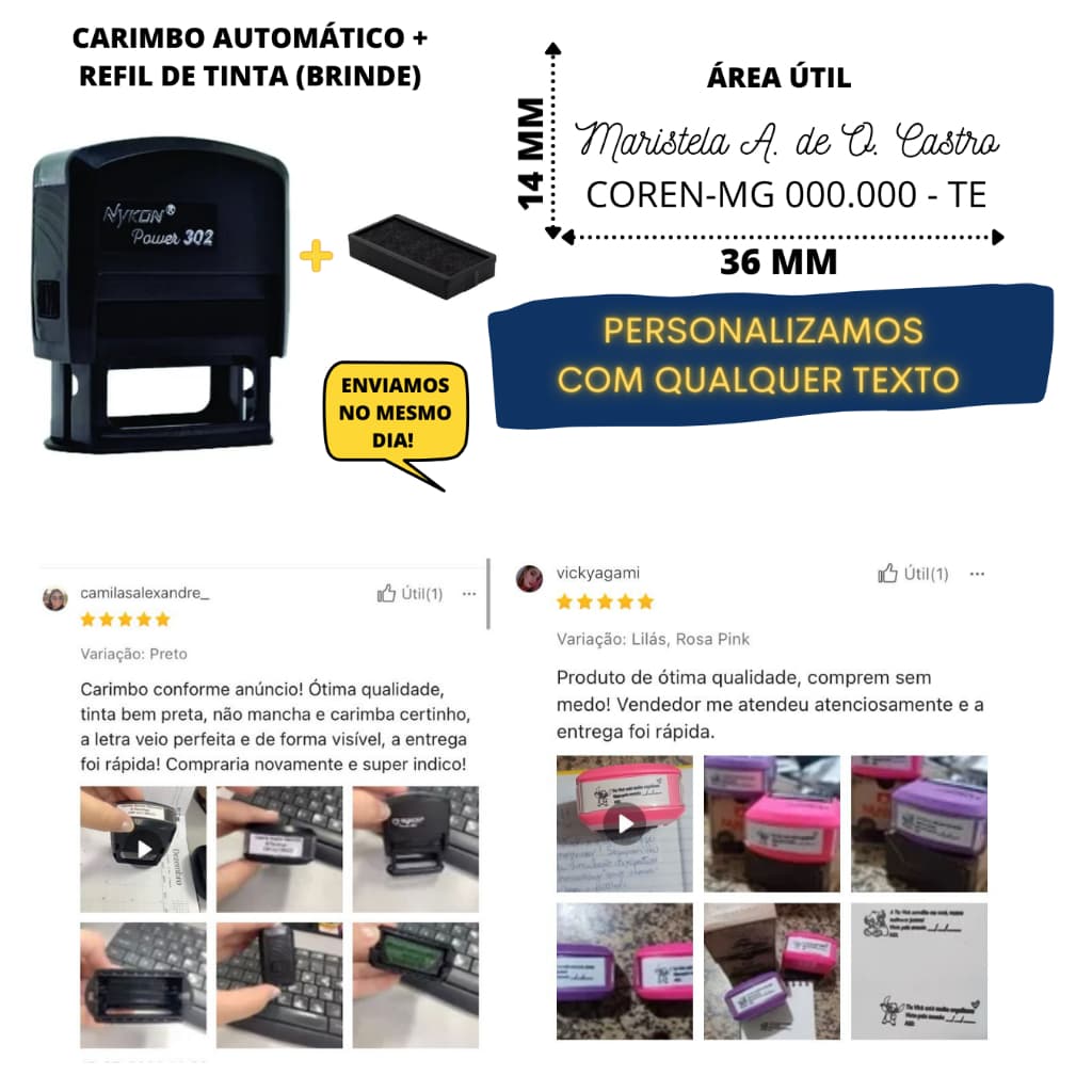 Carimbo Automático  -  ENVIAMOS NO MESMO DIA - Gravamos com qualquer texto