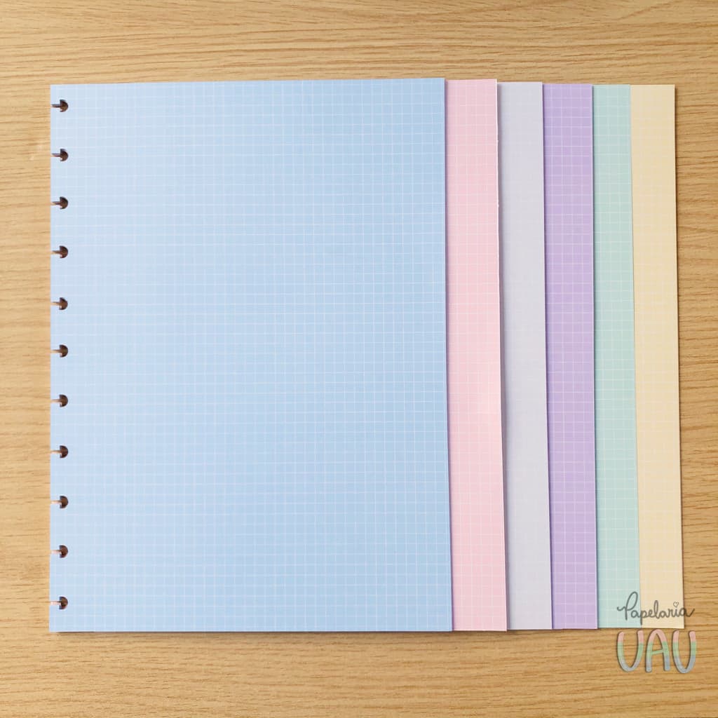 Refil quadriculado linhas brancas Colorido -Universitário (11 furos)