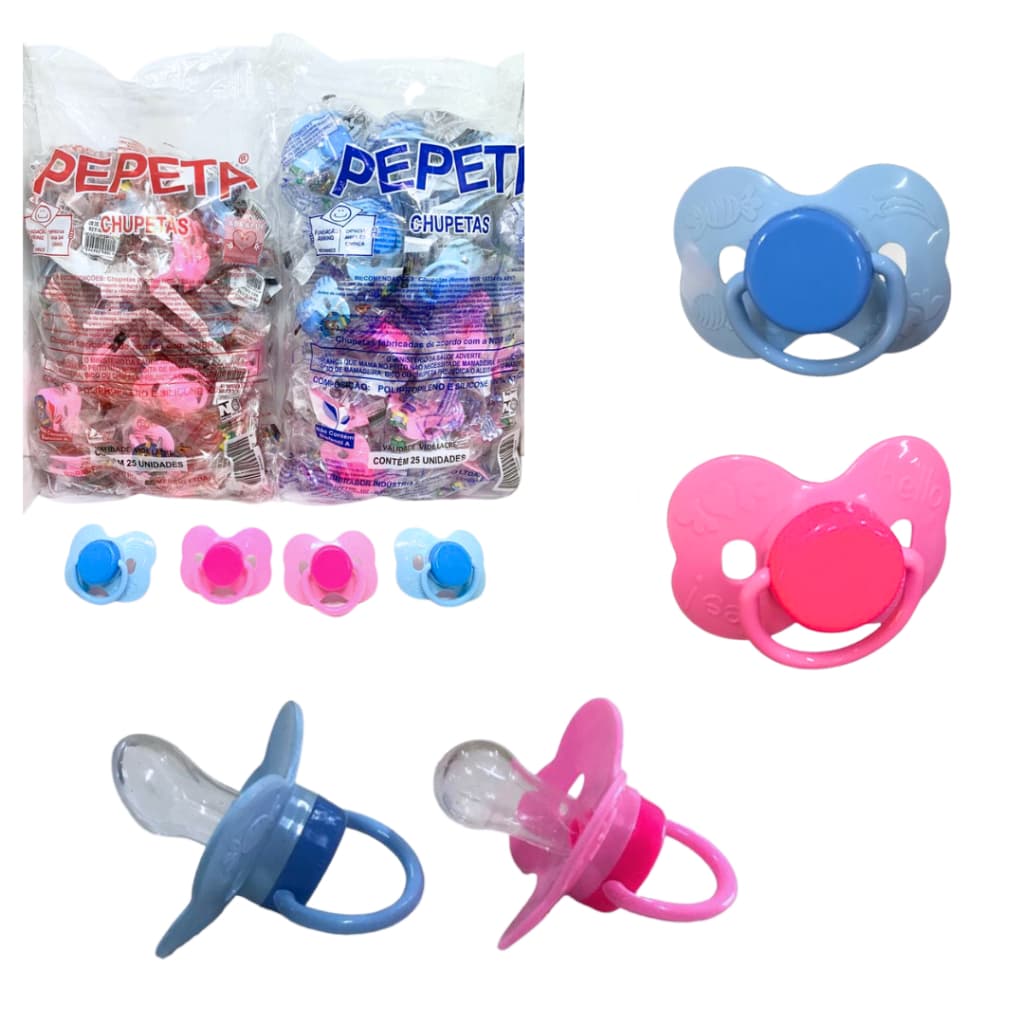 Kit com 10 unidades de Chupeta de bico orto ou redondo Borboleta (0303 e 0302)