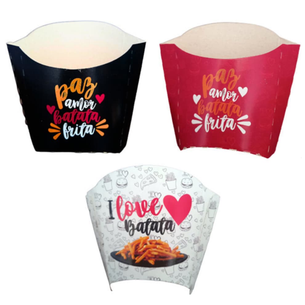 Caixa Batata Frita 100 Uni Embalagem Infantil Delivery Fritas Hamburgueria delivery estampada
