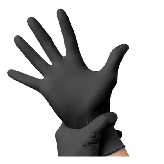 Luva Nitrilica Preta Descartável Sem Pó Resistente Caixa c/100 unidades Tamanhos P-M-G