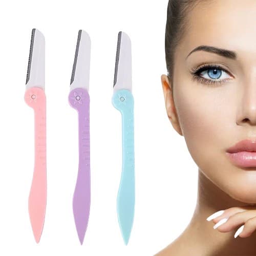 Kit 3 Navalhete Navalha Feminina Para Sobrancelha E Rosto  Lâmina Fixa