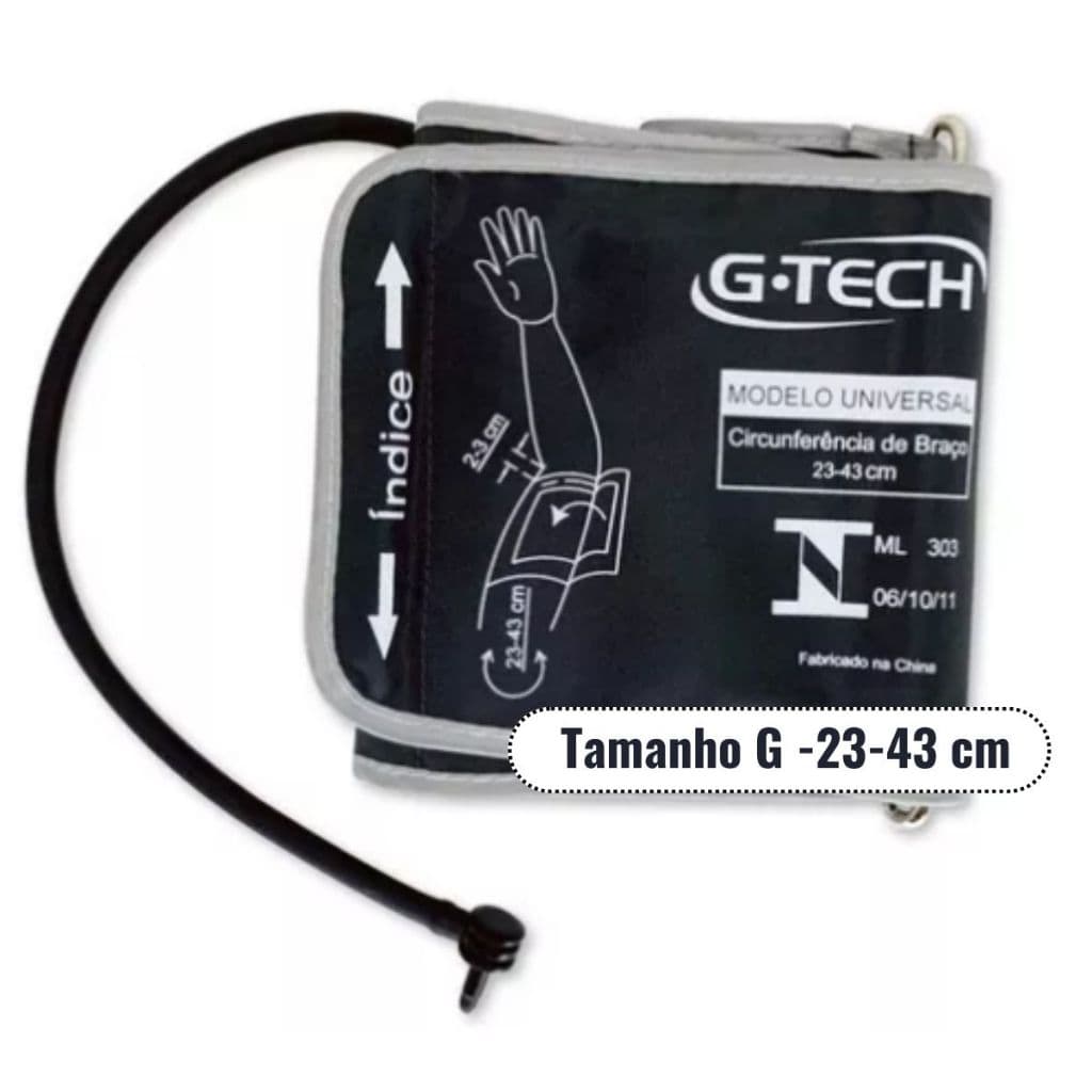 Braçadeira Universal Adulto para Aparelho De Pressão Universal 23 A 43 Cm G-tech