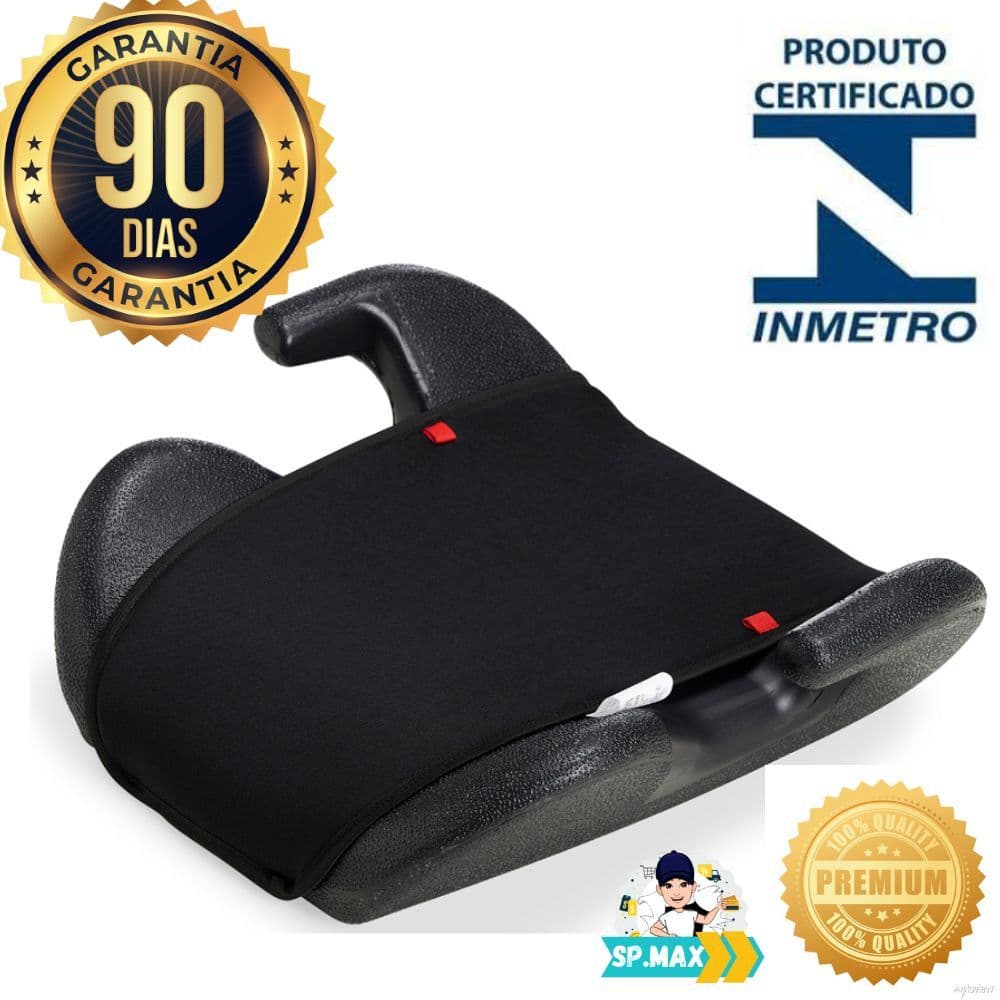 Assento Banco de Elevação Booster Infantil p/Carro Cadeira Cadeirinha Viagem 22a36 Kg 1/2 -Fit Preto