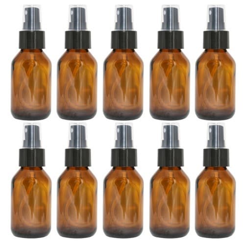 Frascos De Vidro Âmbar 60ML Com Válvula Spray Preta Kits com 1/5/10 unidades