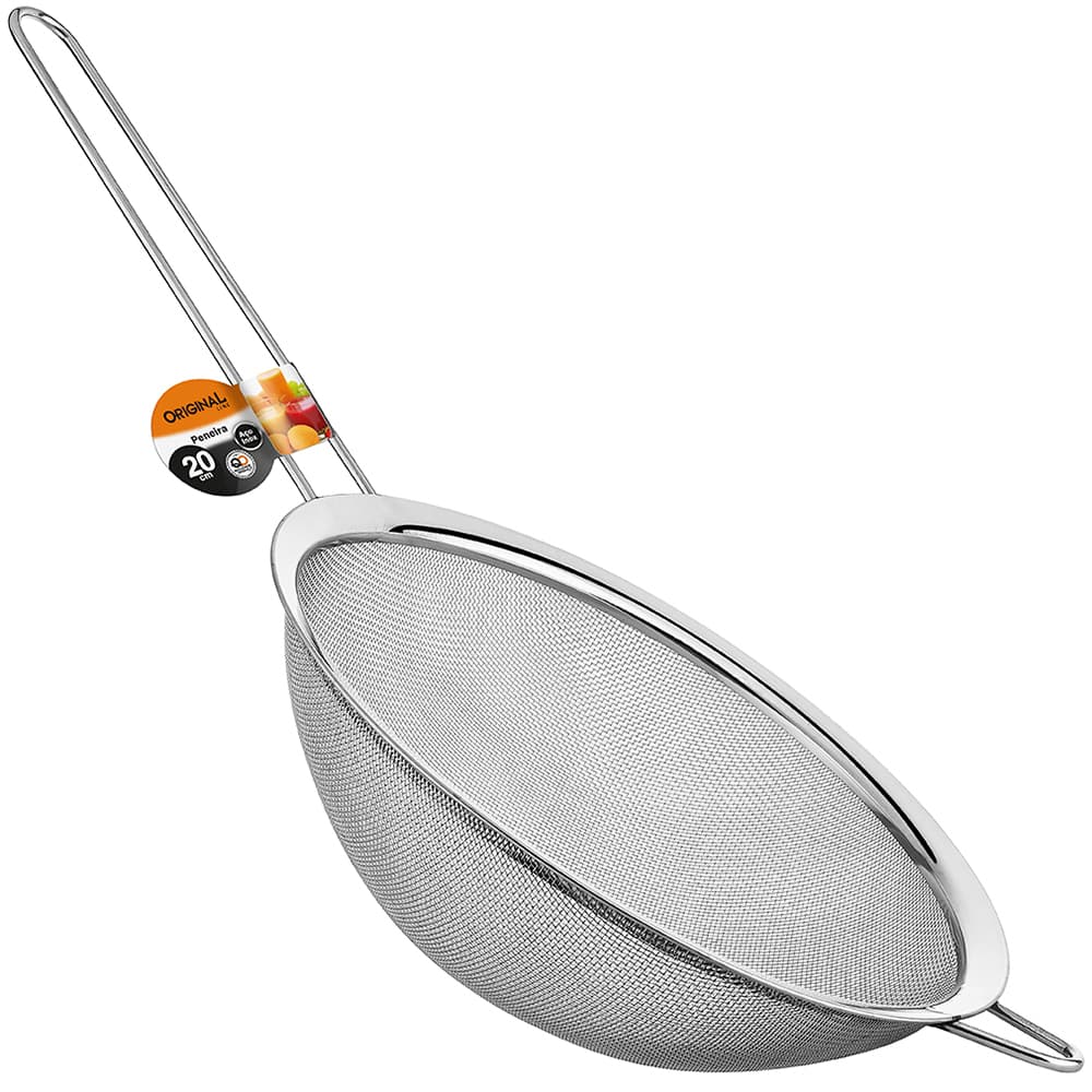 Peneira Coador De Metal Inox 38X20CM
