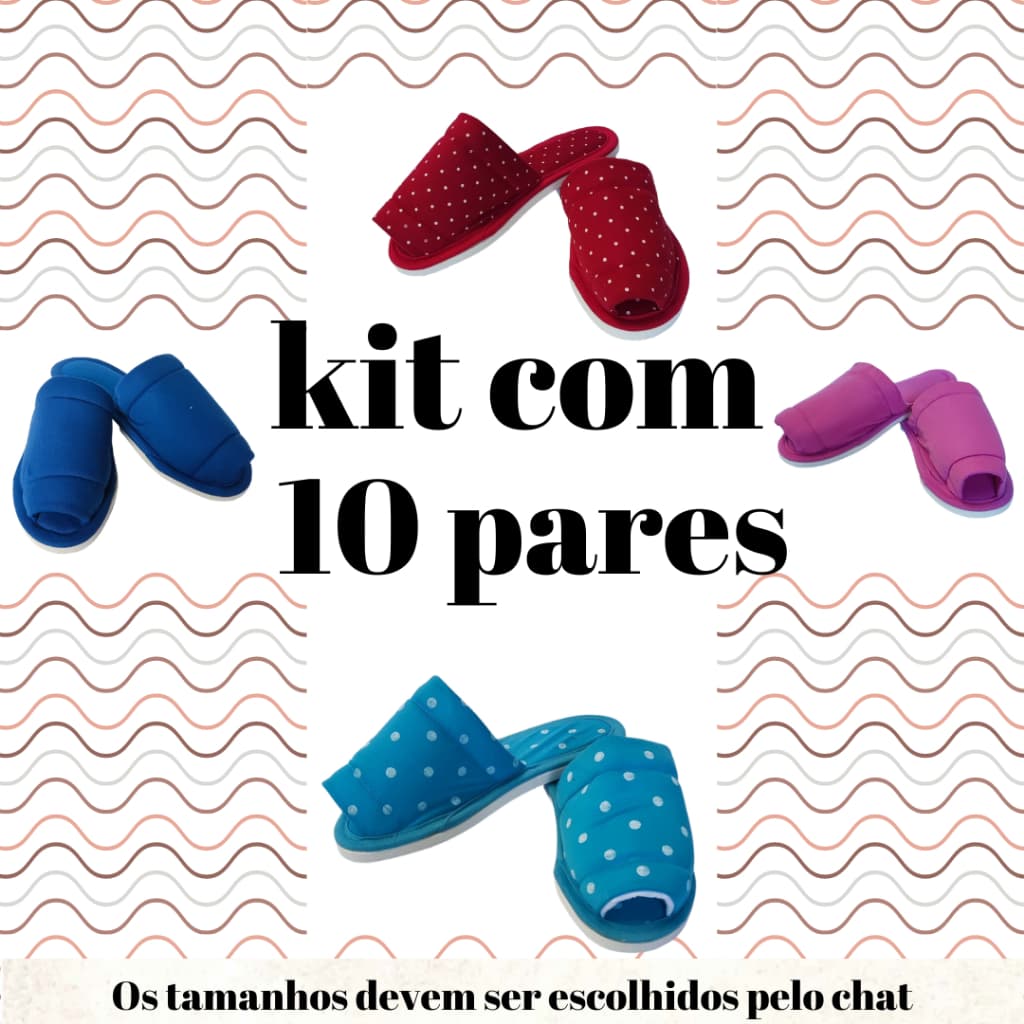 Pantufa Adulto Masculina e Feminina e Infantil Kit com 10 Pares de Chinelo de Quarto
