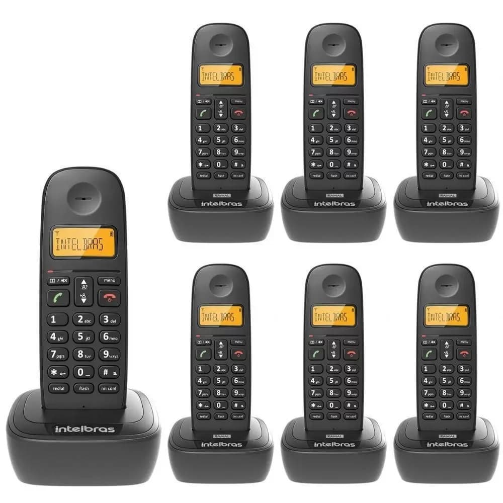 Telefone S/fio Intelbras Ts 2510 Display Luminoso Bina Identificador e 6 Ramais