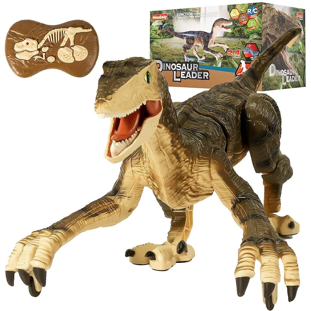 Dinossauro Recarregável Velociraptor C/ Controle remoto 5 Canais Luz e Som brinquedo infantil