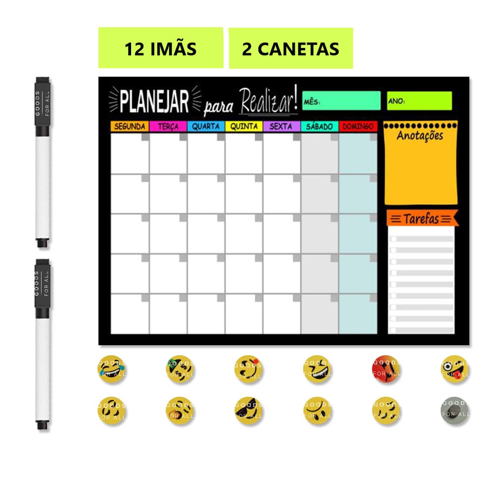 Quadro Organizador De Tarefas Para Organizar A Semana O Mês Planner De Parede