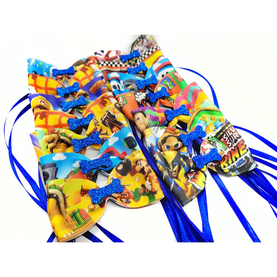 40 Gravatas Borboleta Estampadas Pet Cetim Banho E Tosa Laços Pet Shop Cães e Gatos