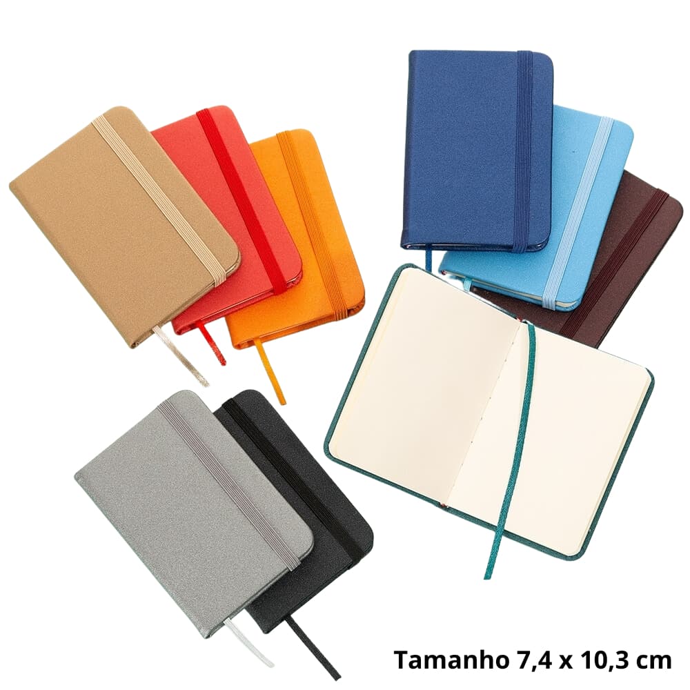 Mini Caderneta de Anotações 10,3 x 7,4cm Metalizada tipo Moleskine SEM PAUTA