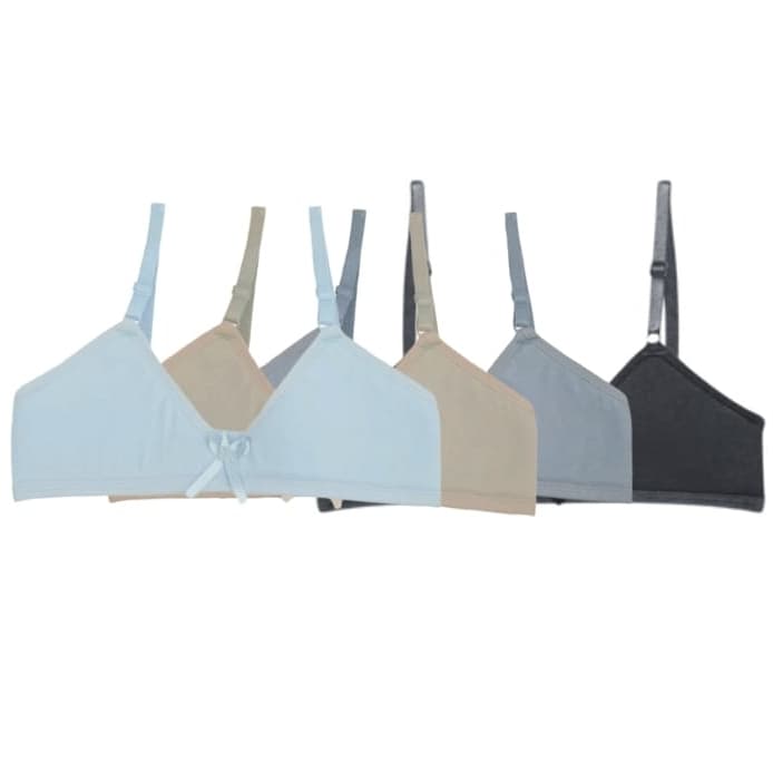 kit 3 Sutiãs Infantil Menina Moça Juvenil sem bojo com fecho nas costas cores variadas