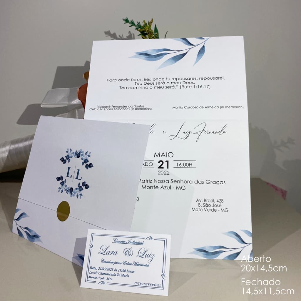 Promoção Convite de Casamento (150 unidades) + 300 Individuais + Adesivo Dourado