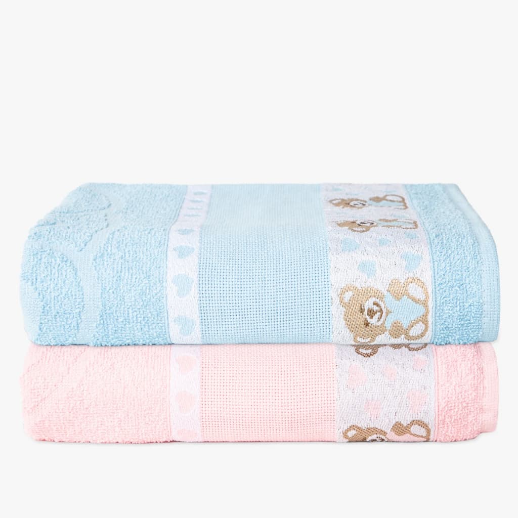 Kit 2 Toalha de Banho Infantil Menino e Menina Kids Para Bordar 100% Algodão - 70cm X 1.10m