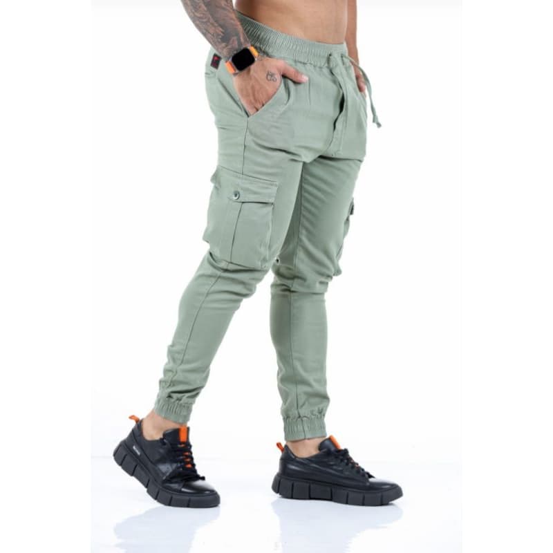 Calça cargo jogger masculino sarja e jeans coloridas com elástico pronta entrega top