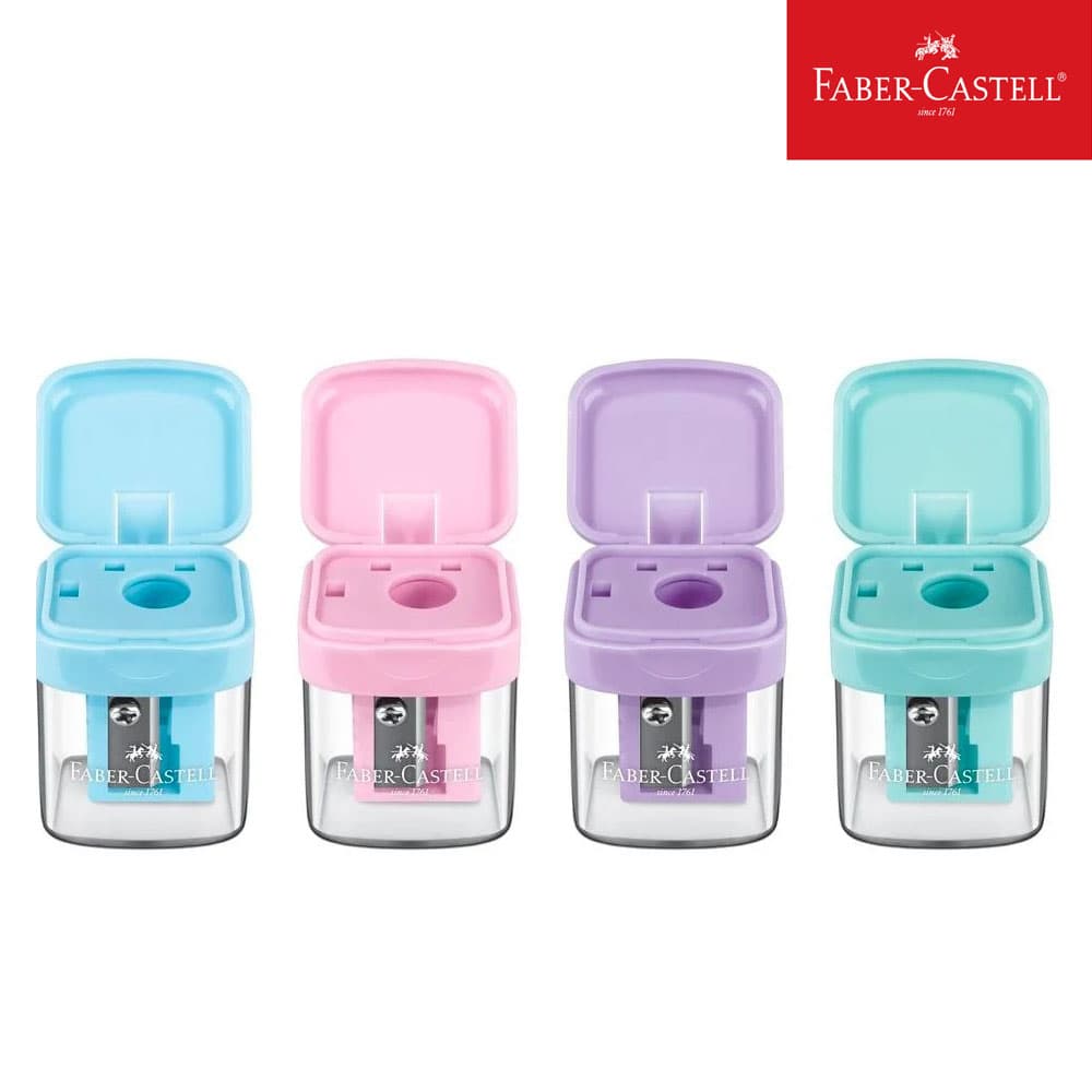 Apontador com Depósito Minibox - Tons Pastéis - Faber Castell - ESCOLHA A COR