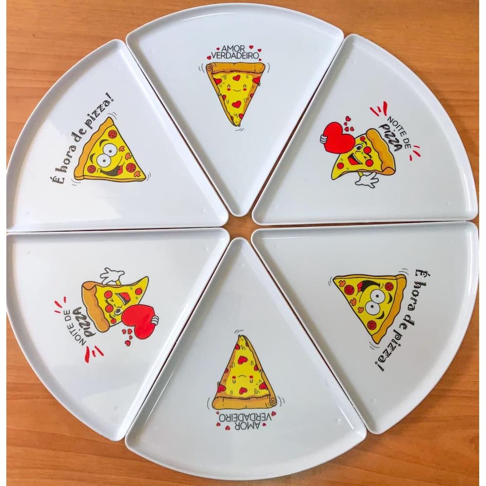 Kit 6 Pratos Fatia De Pizza Triangular