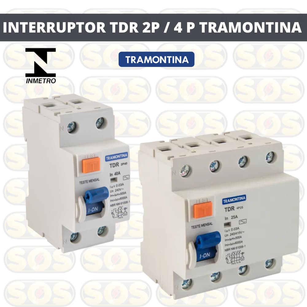 Interruptor DR Diferencial Residual TDR 2P/ 4P 25A 40A 63A 80A 100A TRAMONTINA