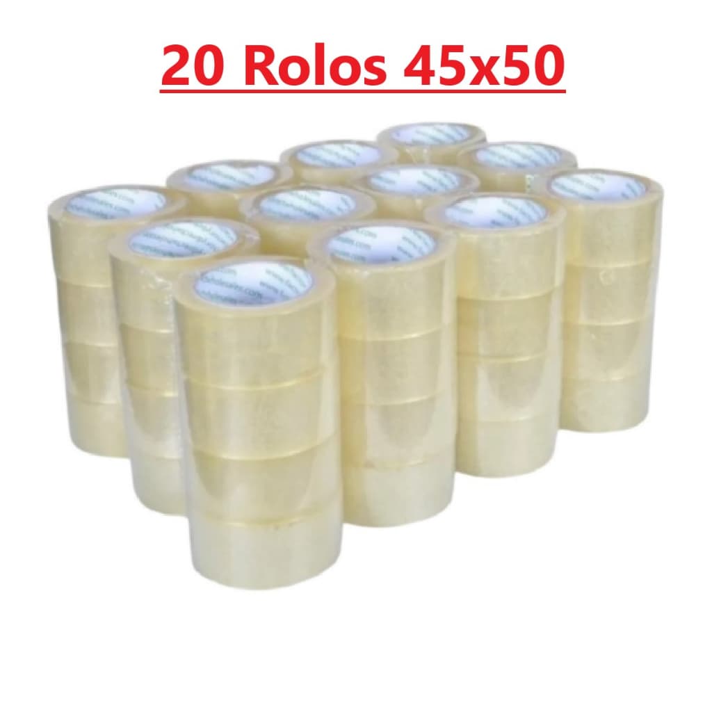 Kit 20 Rolos de fita 45x50 Metros Transparente Direto da Fabrica